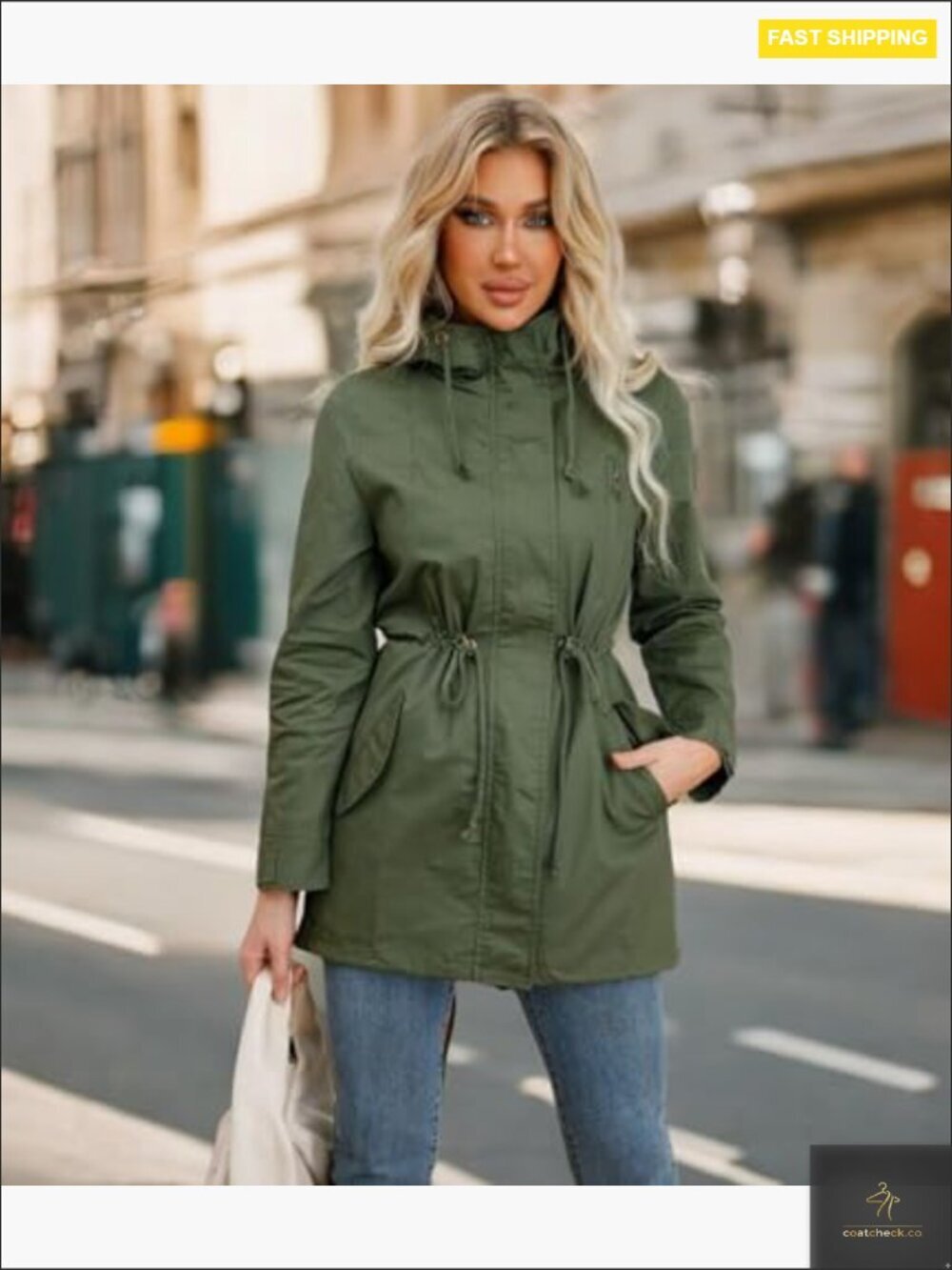 Utility Anorak Jacket Lightweight Hooded Zip Up Casual Fall Coat with Pockets - Picture 3 of 7